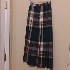 Plaid Pleated Maxi Skirt